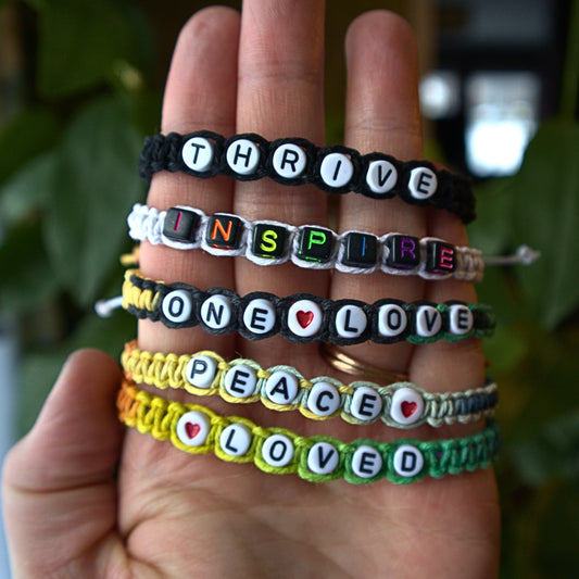 Inspirational Word Hemp Bracelets