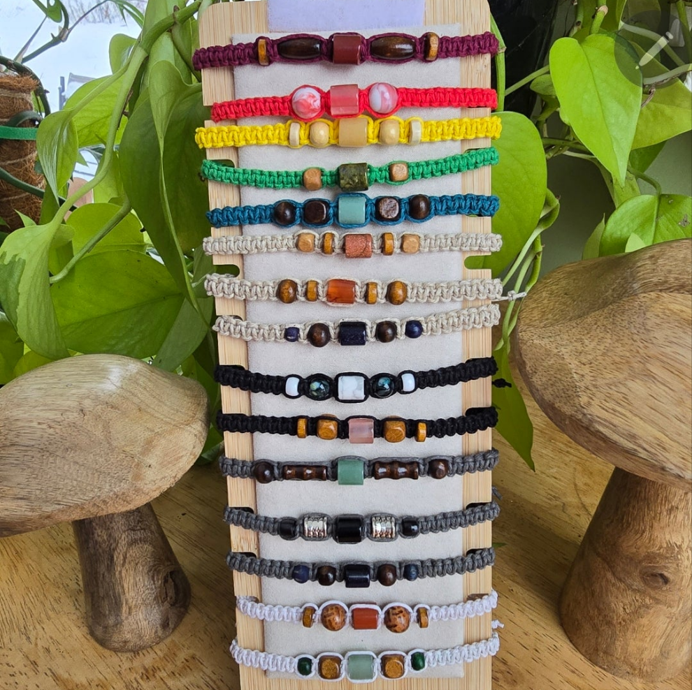 Hemp Gemstone Bracelets Adjustable