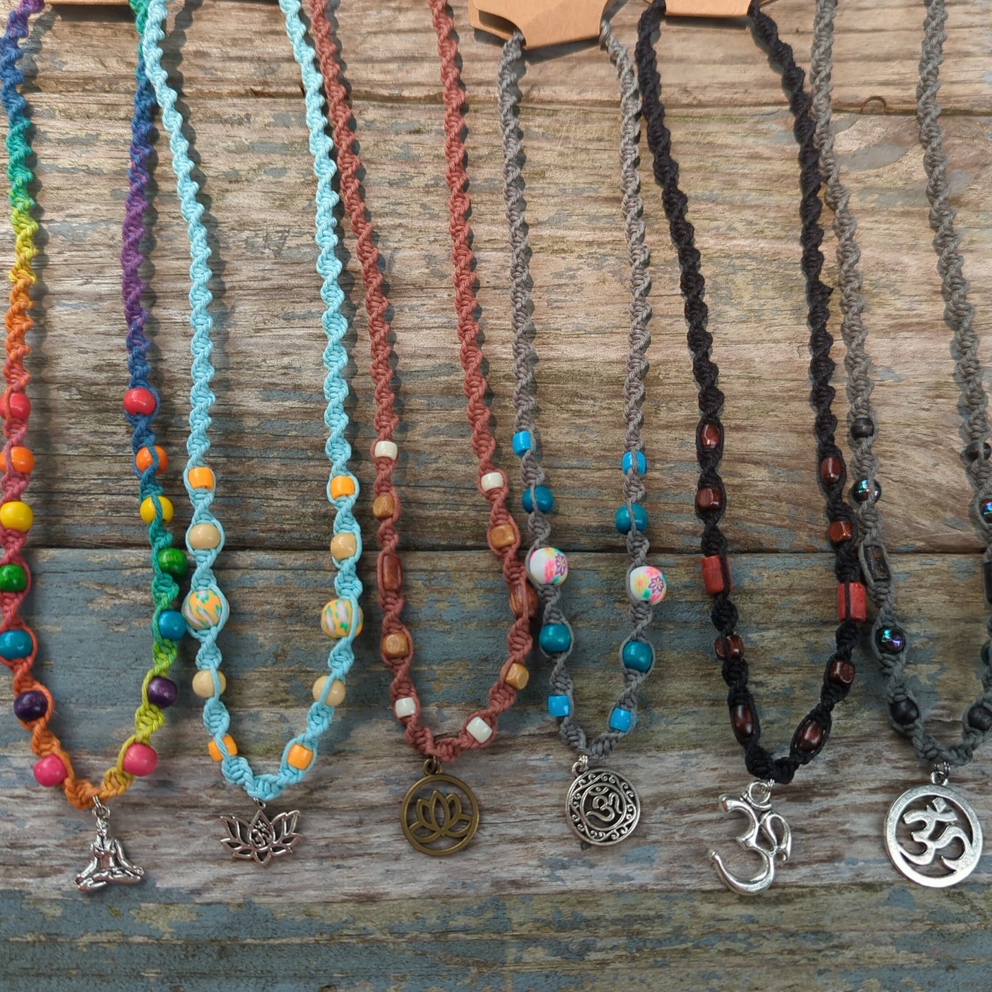 Lotus Ohm Yoga Hemp Necklaces