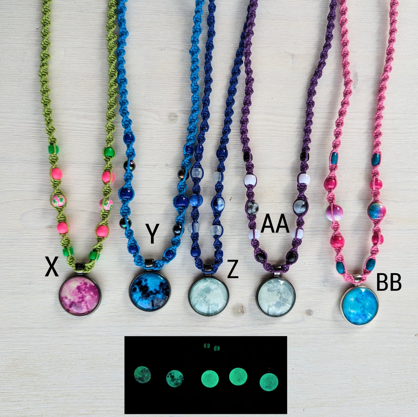 Glow in the Dark Hemp Necklaces