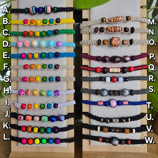 Rainbow and Neutral Hemp Bracelets