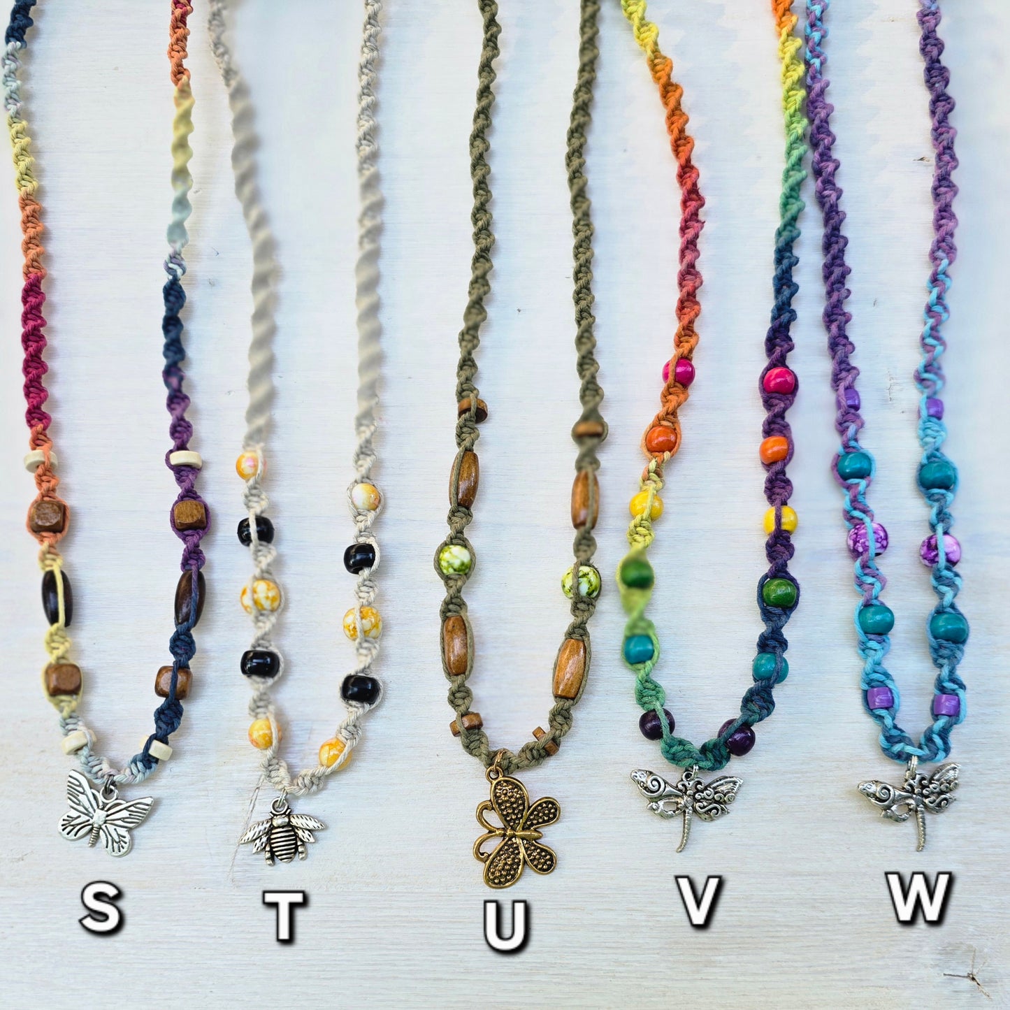 Moth and Insect Pendant Hemp Necklaces