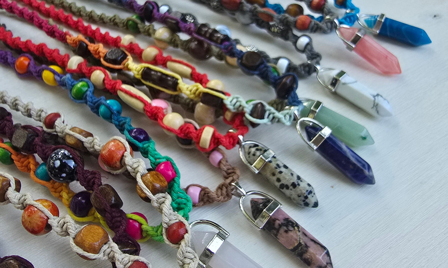 Gemstone Hemp Necklaces