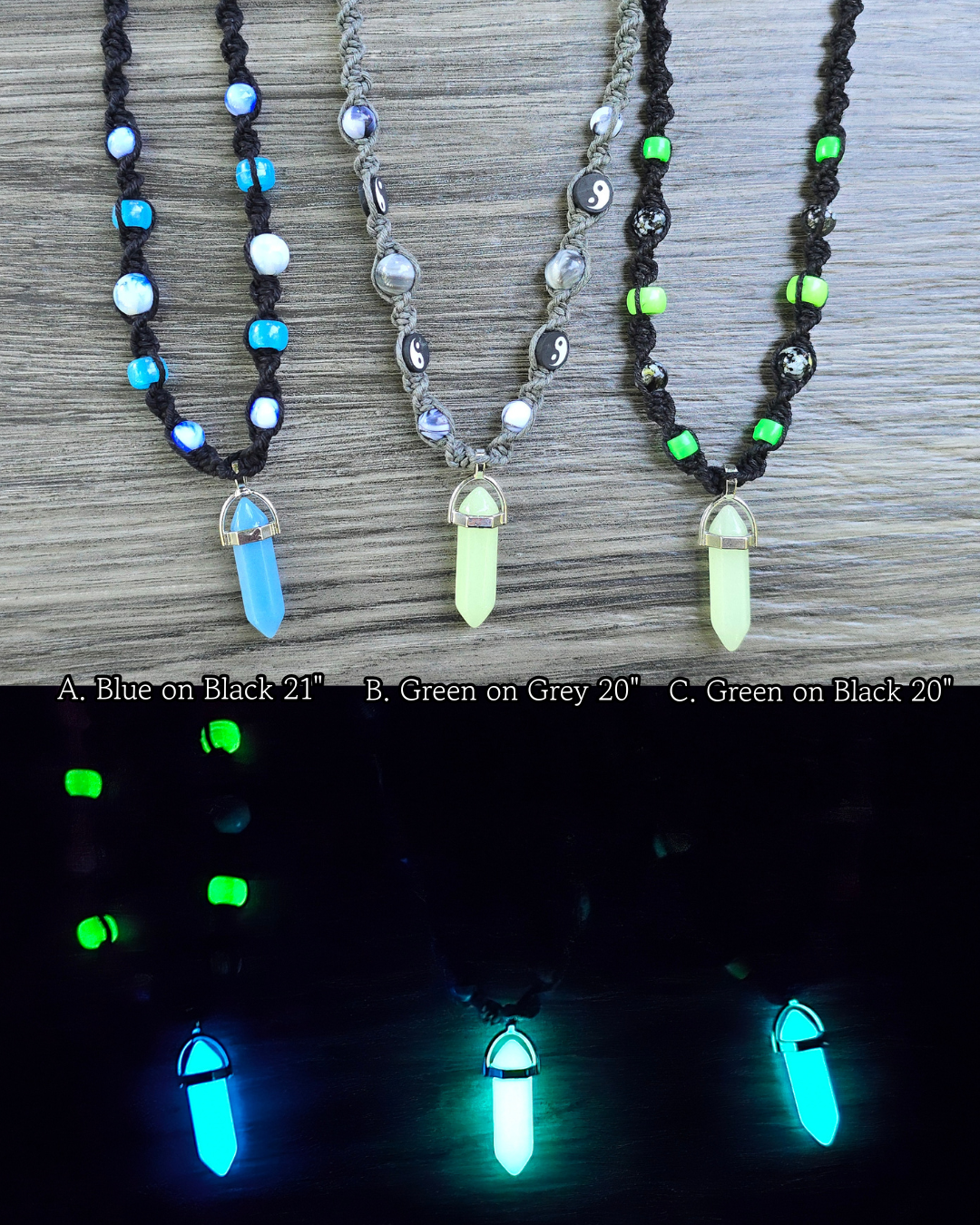 Glow in the Dark Hemp Necklaces