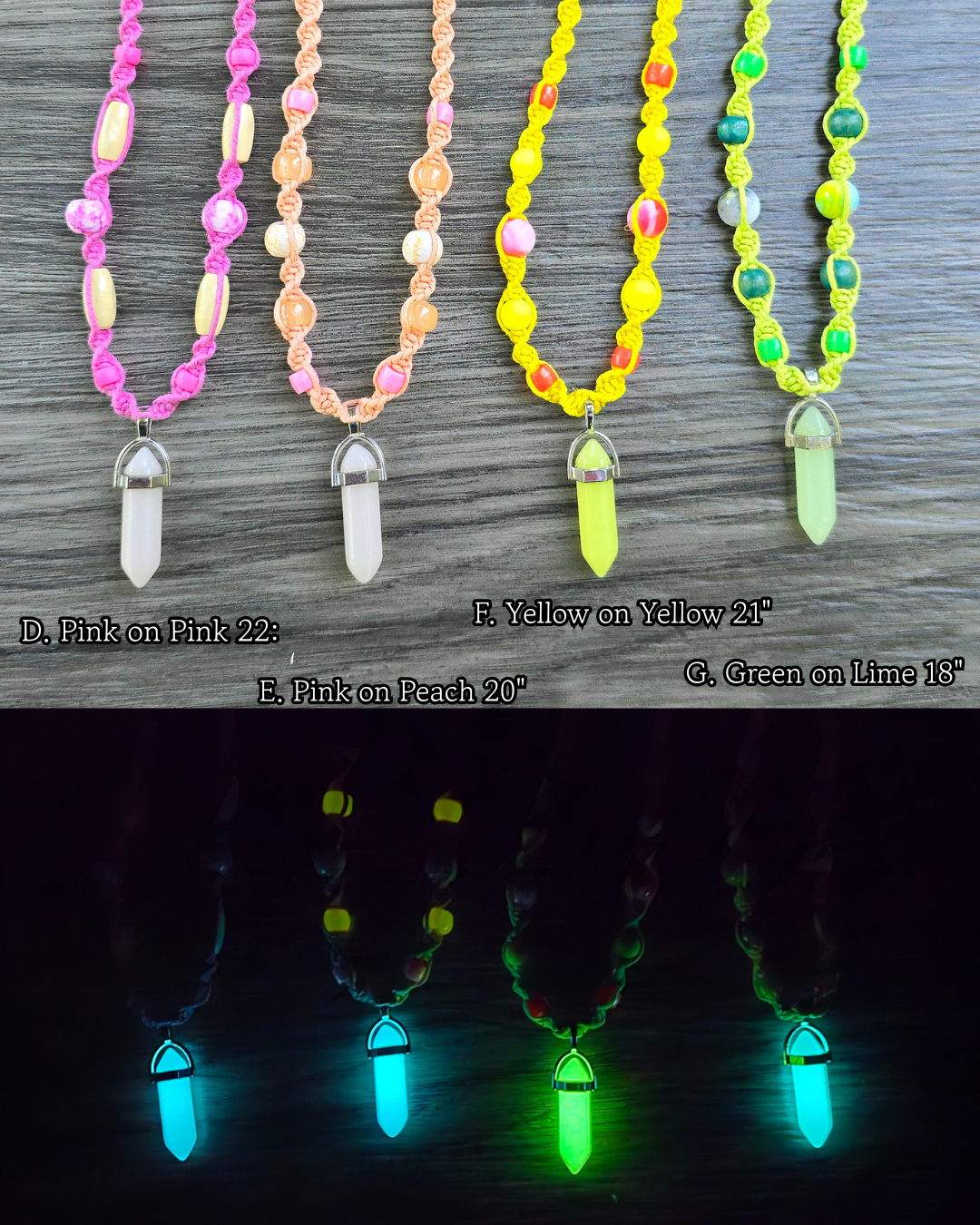 Glow in the Dark Hemp Necklaces