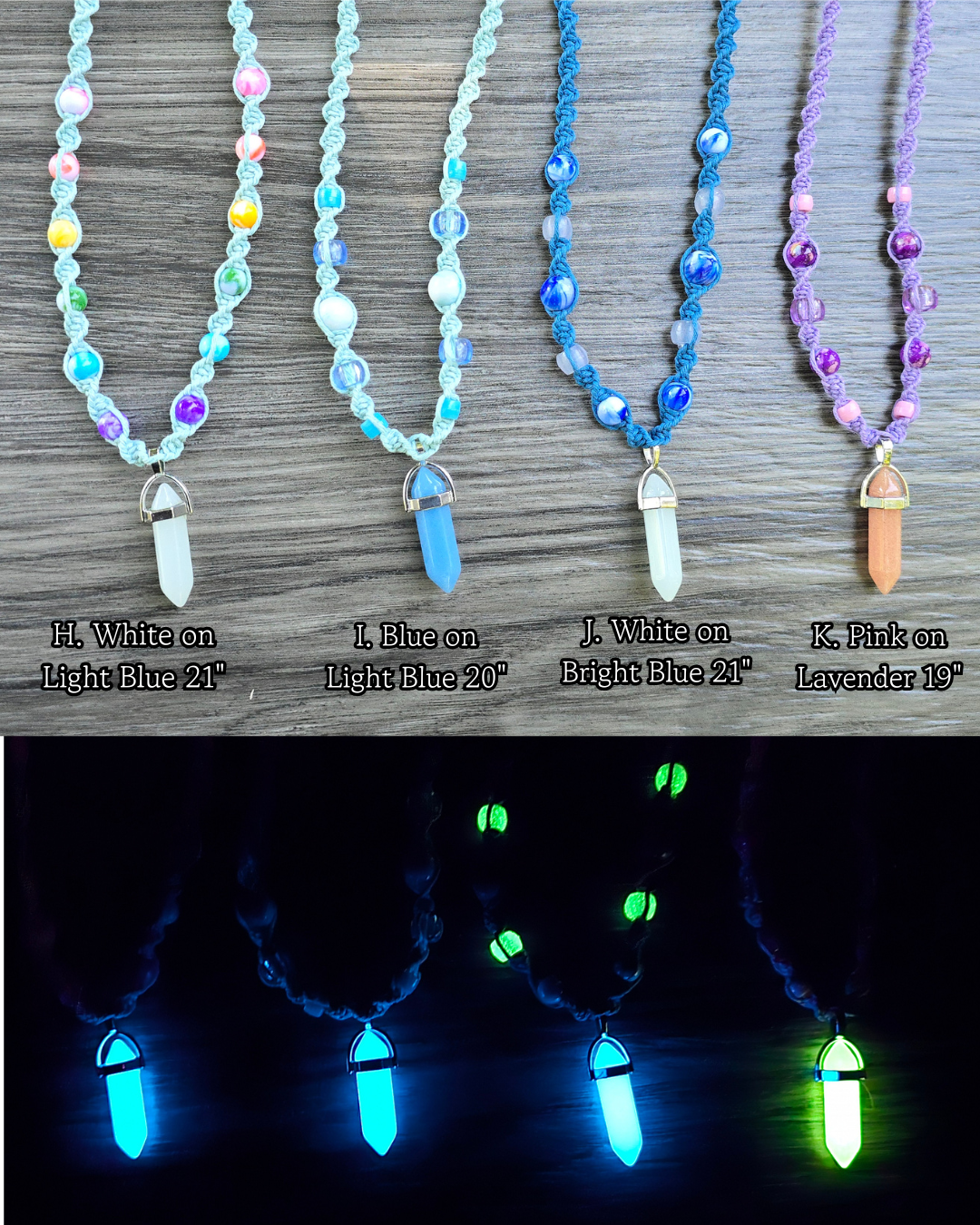 Glow in the Dark Hemp Necklaces