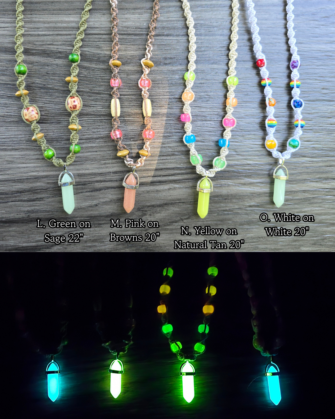 Glow in the Dark Hemp Necklaces