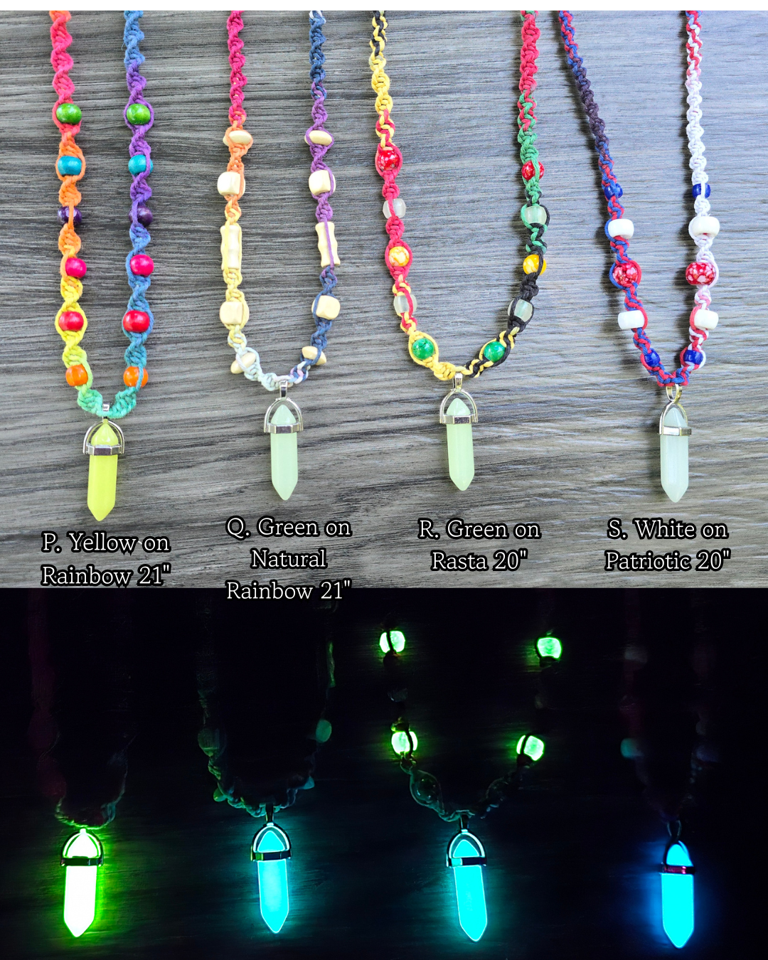 Glow in the Dark Hemp Necklaces