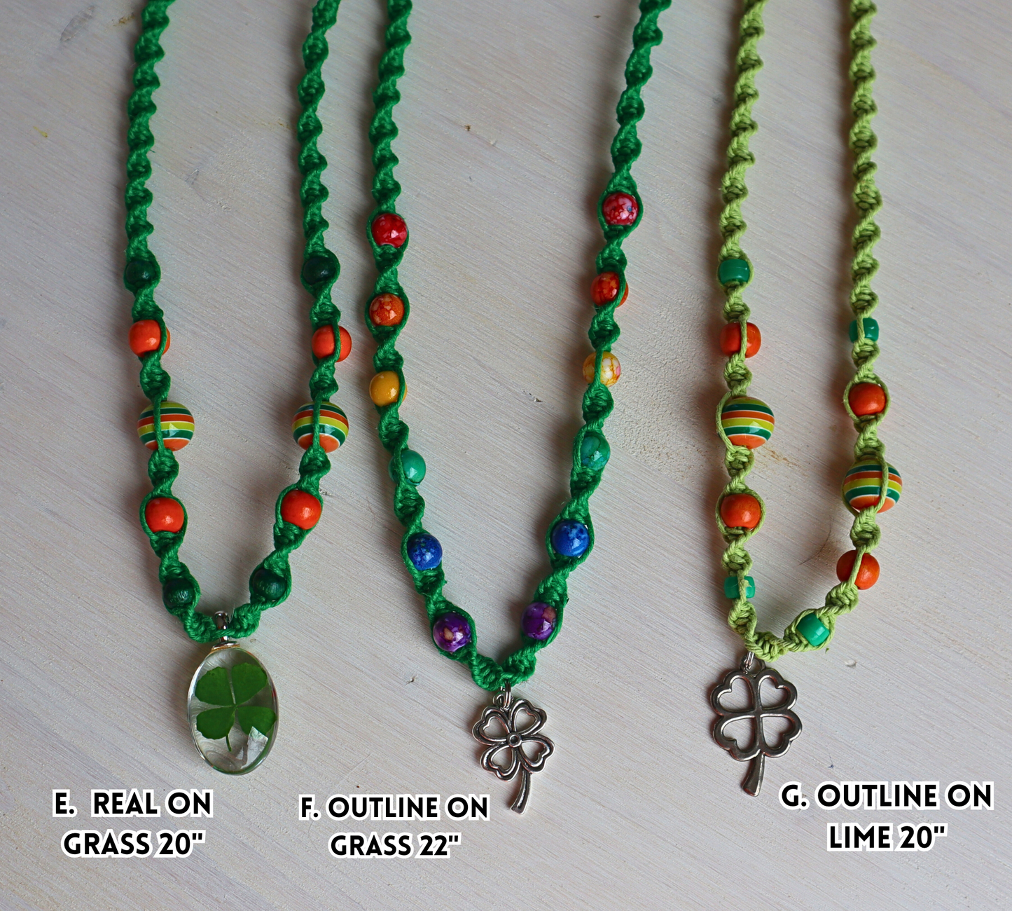 Lucky Shamrock Hemp Necklaces