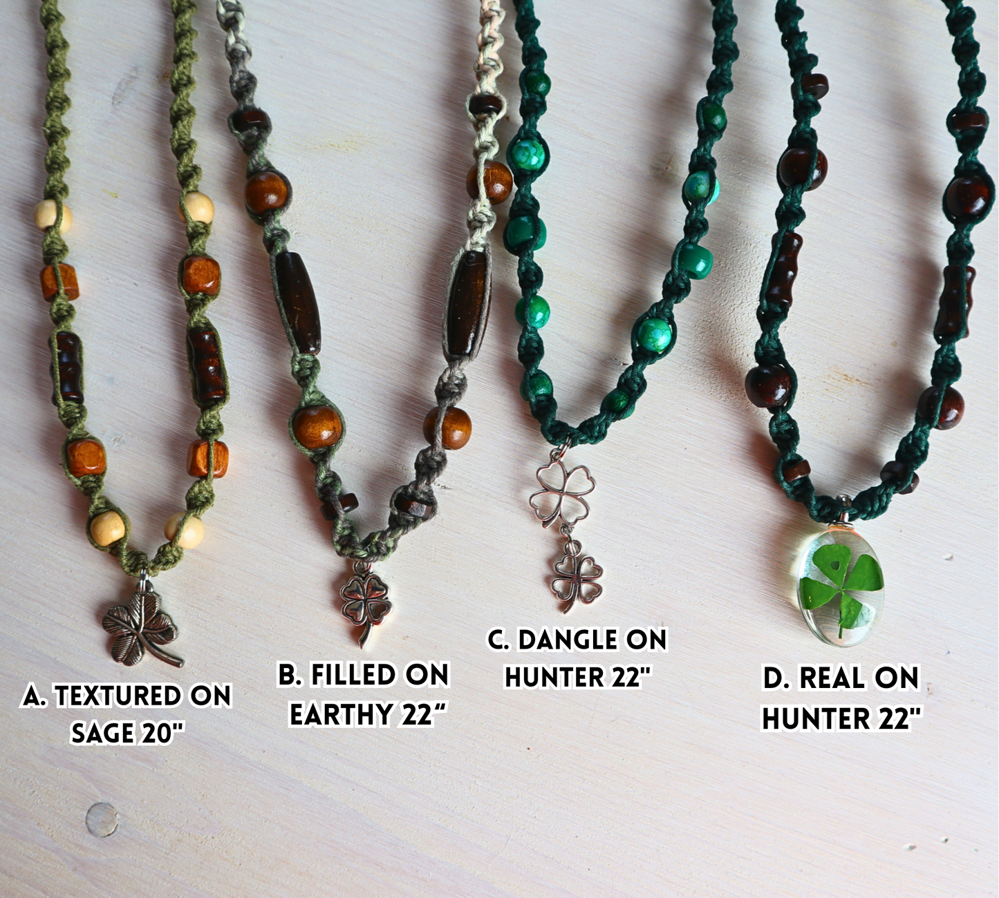 Lucky Shamrock Hemp Necklaces