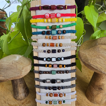 Hemp Gemstone Bracelets Adjustable