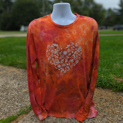 Fall Heart Adult Ice Dye Long Sleeve Crewneck
