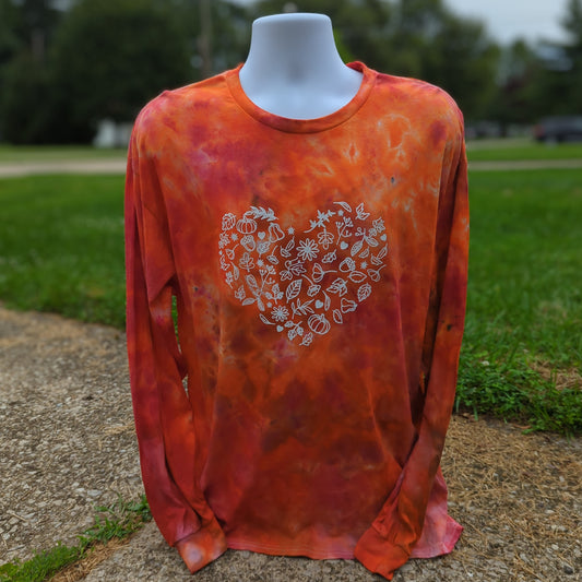 Fall Heart Adult Ice Dye Long Sleeve Crewneck