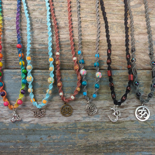 Lotus Ohm Yoga Hemp Necklaces