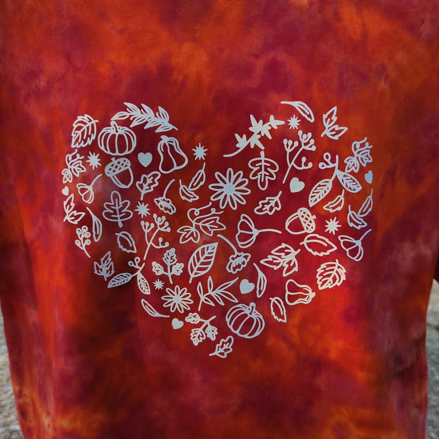 Fall Heart Adult Ice Dye Long Sleeve Crewneck