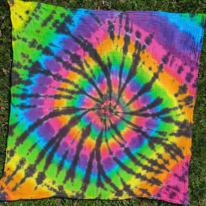 Black Rainbow Spiral 28"x28" Tapestry