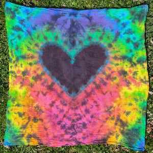 Black Rainbow Heart 28"x28" Tapestry