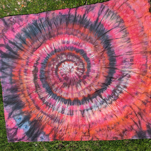 Pink & Black Coral Spiral Ice Dye 50"x50" Tapestry