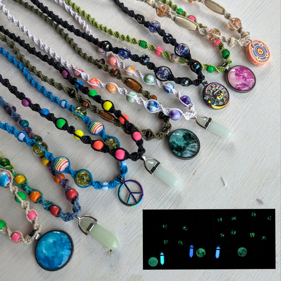 Glow in the Dark Hemp Necklaces