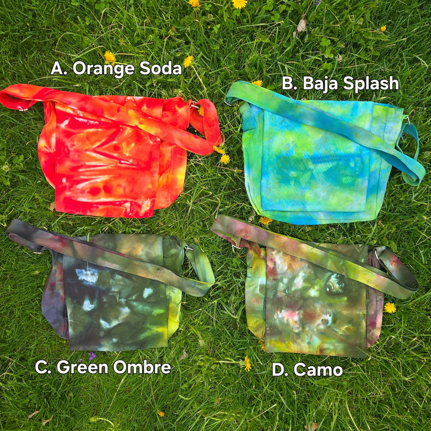 Messenger Bag Purses Ice Dyed - Multiple Color Choices