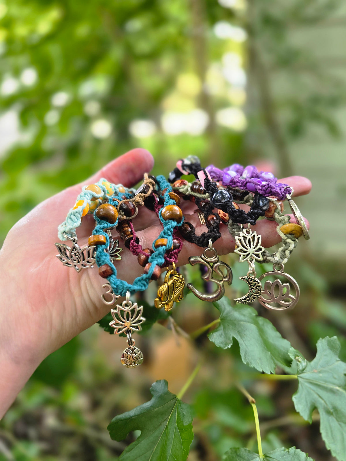 Lotus Om Yoga Hemp Necklaces