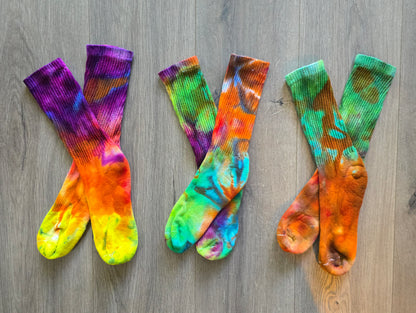 Fall & Halloween Tie Dye Ice Dyed Socks - Adult Unisex