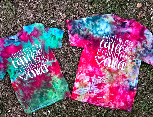 Coffee & Christmas Cheer Adult Ice Dye (Multiple Shirt Styles)