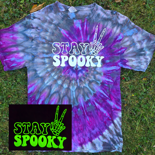 Glow in the Dark Stay Spooky Adult Ice Dye