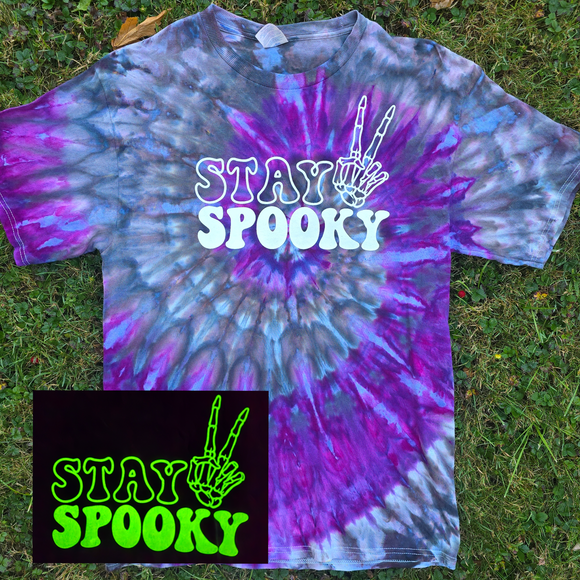 Glow in the Dark Stay Spooky Adult Ice Dye (Multiple Shirt Styles)