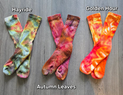 Fall & Halloween Tie Dye Ice Dyed Socks - Adult Unisex