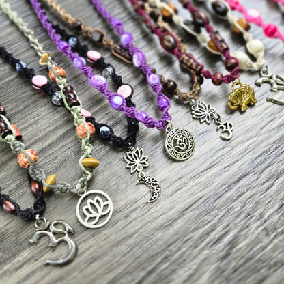 Lotus Om Yoga Hemp Necklaces