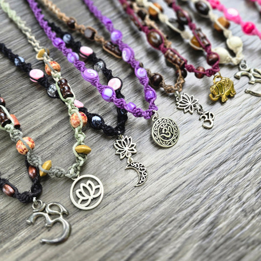 Lotus Om Yoga Hemp Necklaces