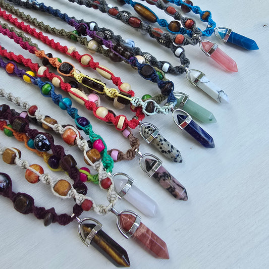 Gemstone Hemp Necklaces