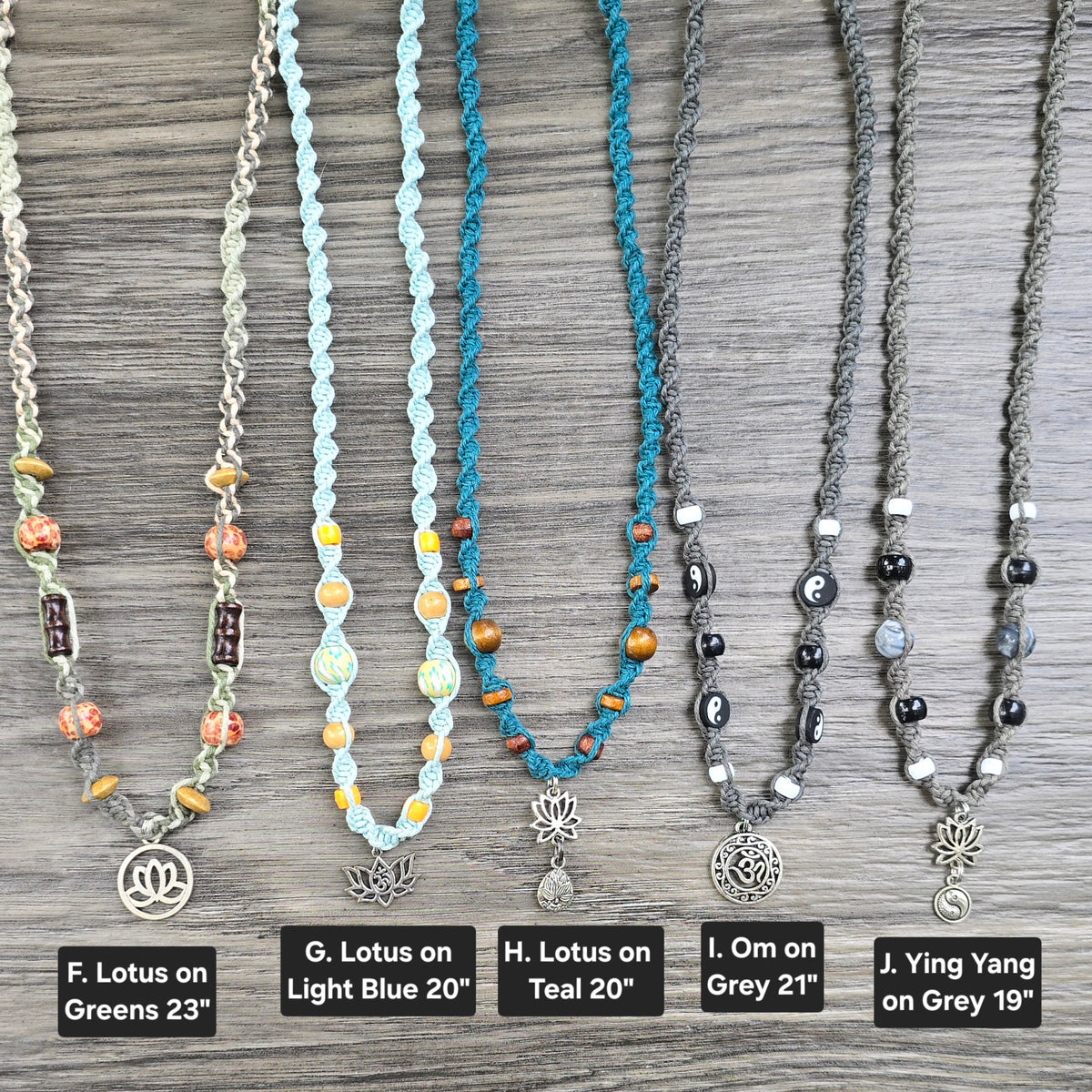 Lotus Om Yoga Hemp Necklaces