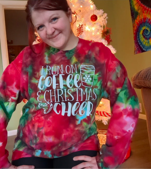 Coffee & Christmas Cheer Adult Ice Dye (Multiple Shirt Styles)