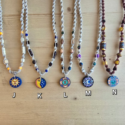 Fimo Mushroom & Disc Hemp Necklaces