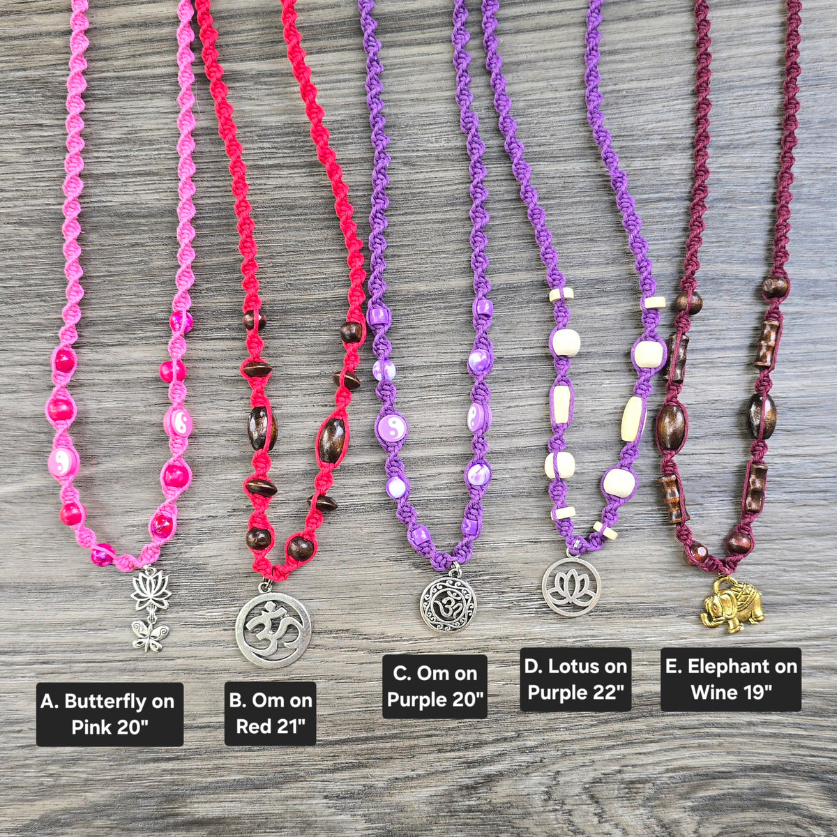 Lotus Om Yoga Hemp Necklaces
