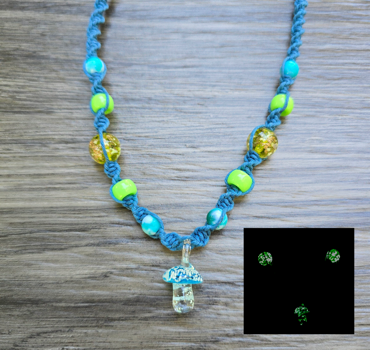 Glass Glow in the Dark Hemp Necklaces