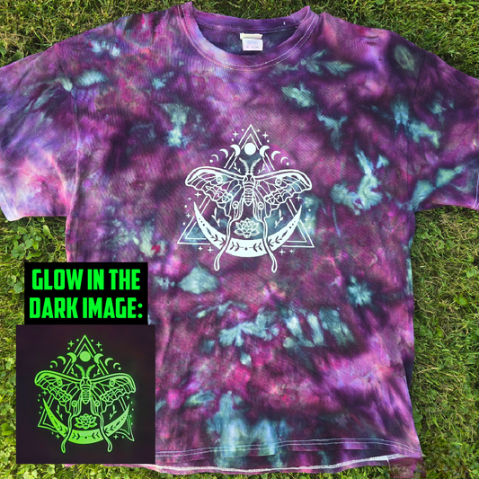 Glow in the Dark Woodland Purple Moth Ice Dye Adult