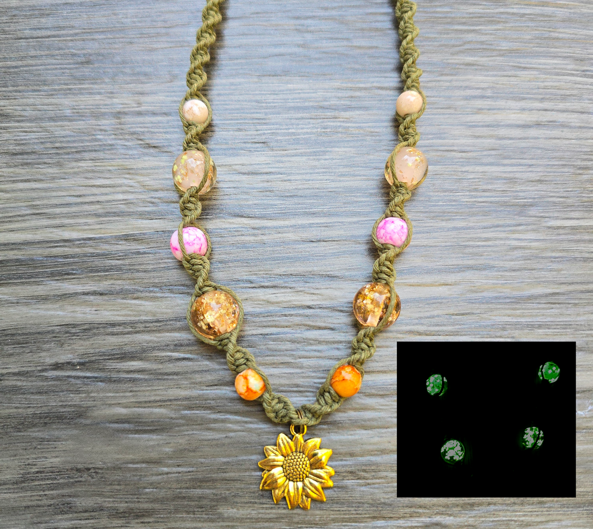 Glass Glow in the Dark Hemp Necklaces