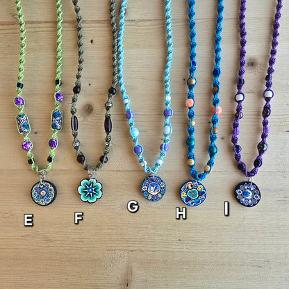 Fimo Mushroom & Disc Hemp Necklaces