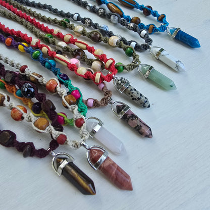 Gemstone Hemp Necklaces