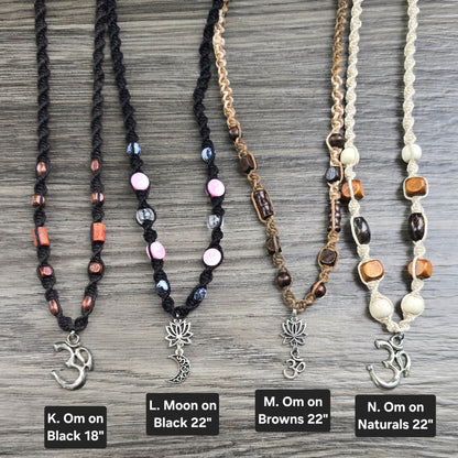 Lotus Om Yoga Hemp Necklaces