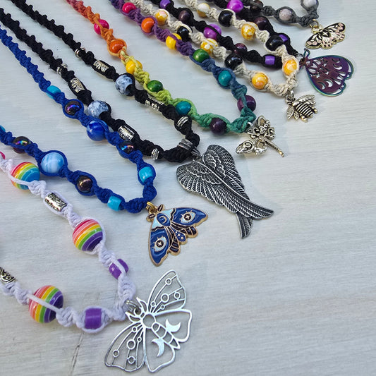 Moth and Insect Pendant Hemp Necklaces