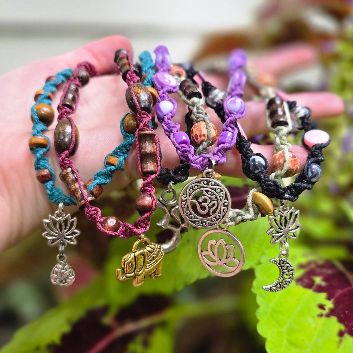 Lotus Om Yoga Hemp Necklaces