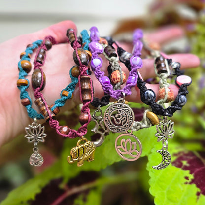 Lotus Om Yoga Hemp Necklaces