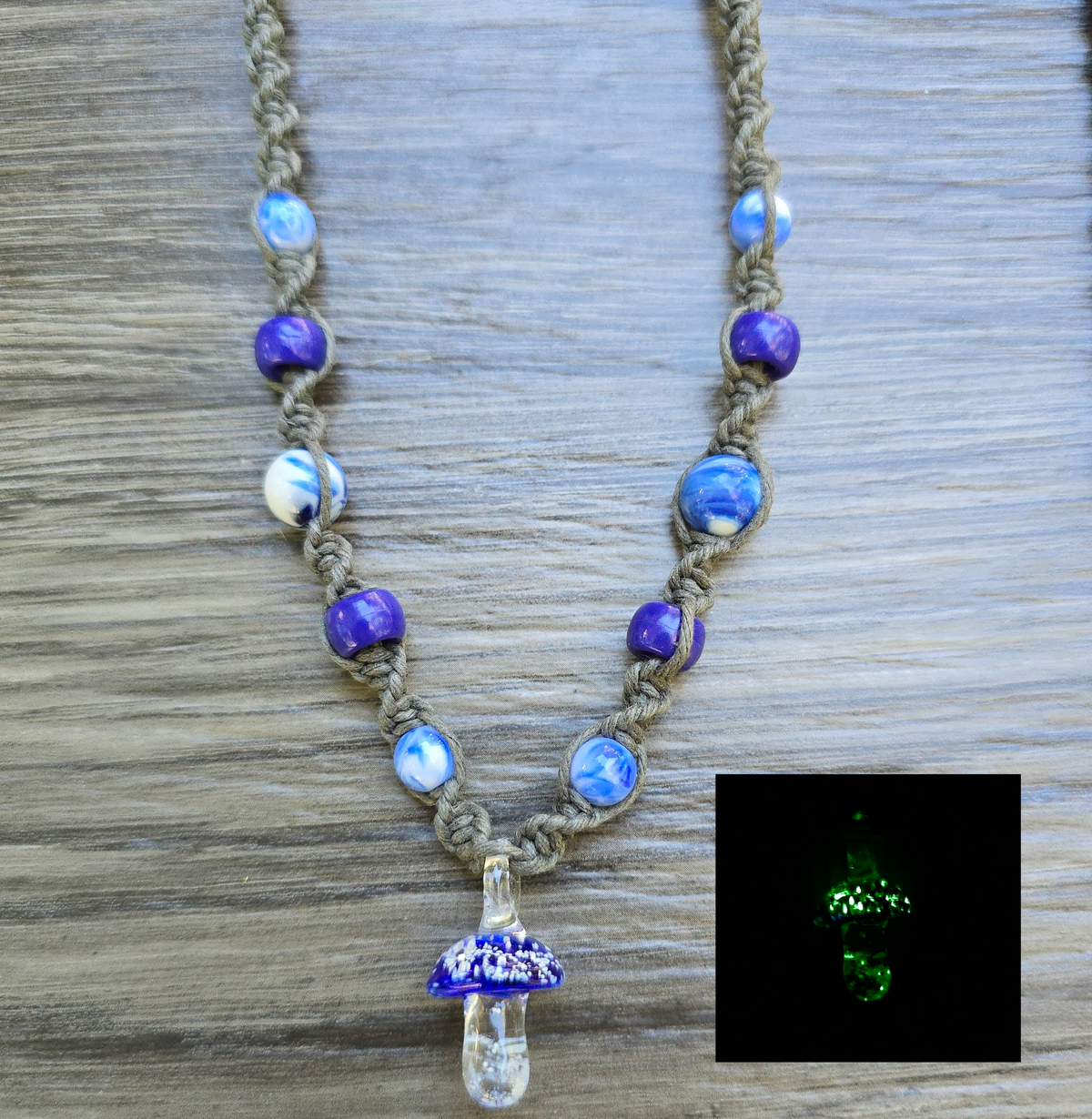 Glass Glow in the Dark Hemp Necklaces