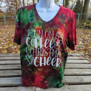 Coffee & Christmas Cheer Adult Ice Dye (Multiple Shirt Styles)