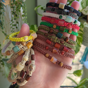 Hemp Gemstone Bracelets Adjustable